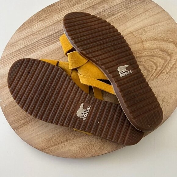 Sorel Yellow Genuine Suede Woven Slide Summer Sandals 9.5 - Picture 2 of 8